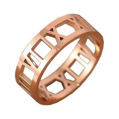 China Fashion Environmental Friendly Jewelry 2021 Stainless Steel Ring Female Roman Number Rings for sale