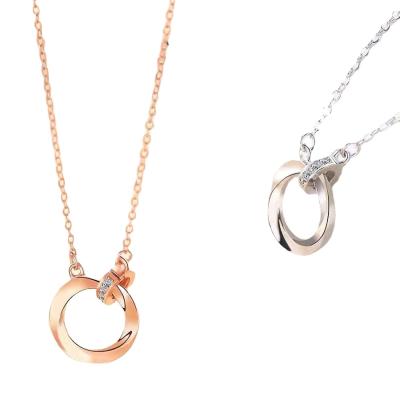 China Romantic Necklaces 2021 New Rose Gold Couple Jewelry Mobius Ring Stainless Steel Necklace for sale