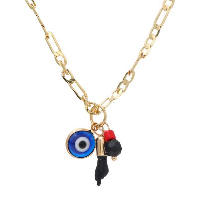 China Hot Selling Europe and America Stainless Steel Necklace Turkish Blue Eye Pendant Necklace For Women for sale