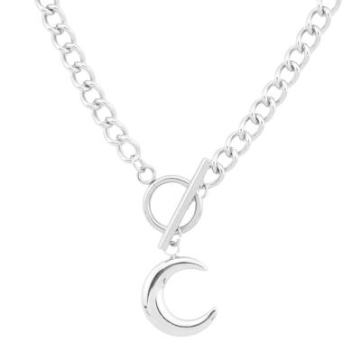 China Fashion Women Stainless Steel Necklaces Accessories Jewelry Moon Ot Loop Pendant Necklace for sale