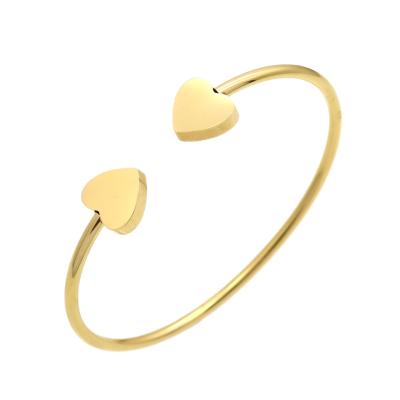 China Non-polluted bangles for women accessories jewelry heart bangle bracelet stainless steel open bangle for sale