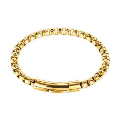 China Vintage / Hiphop Hip Hop Jewelry Simple Box Chain Stainless Steel Bracelet For Men for sale