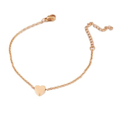 China FASHIONABLE Stainless Steel Lover Heart Pendant Bangle Bracelet Gold Plated Adjustable Anklet Chain Jewelry For Women for sale