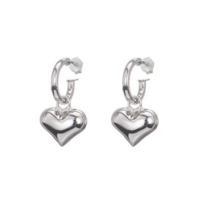 China Romantic S925 Sterling Silver Jewelry Earring Earrings Love Heart Shaped Dangling Earrings for sale