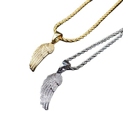 China Hiphop Hiphop Choker Jewelry 18k Gold Plated Sublimation Wing Copper Pendant For Necklace for sale