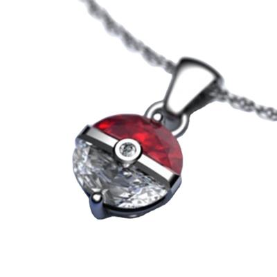 China Creative Gemstone Copper Ball Pokemon Series Hiphop Cartoon Elf Pendant Necklace for sale