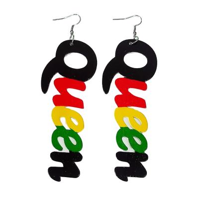 China Low Moq FASHIONABLE Cheap African Piercing Jewelry For Women Queen Letter Wood Earrings for sale