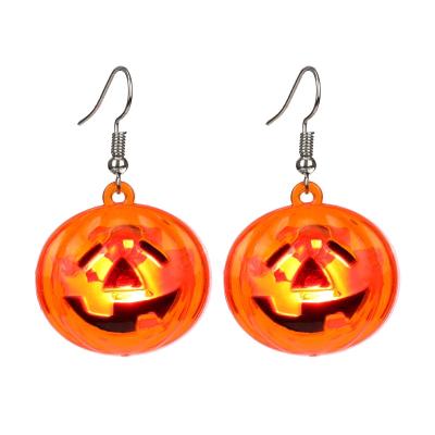 China Funny Halloween Pop Props Jewelry For Funny Earrings Stud Led Pumpkin Light Earring for sale