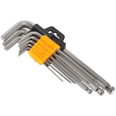 China Chrome Vanadium Steel Nickel Special Purpose Long Short To Medium Hex Ball Head Set Hexagon Wrench Set Hexagon Wrench 9 Piece Set for sale