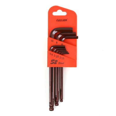 China Auto Repair 9PC Extended / Extra Long Ball Head Allen Wrench Repair Tool Cobalt Copper Set for sale