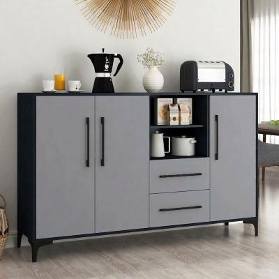 China (Size) Newest Design Gray 4 Drawers Double Doors 80cm 100cm 120cm Table Metal Legs Vintage Adjustable Sideboard for sale