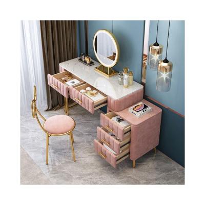 China Luxury glass dresser dressing table with mirror and stool for sale