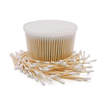 China Eco-friendly Round Head Cleaning Swab With Wooden Handle For Jewelry Electronic Makeup Reusable Cotton Swab for sale