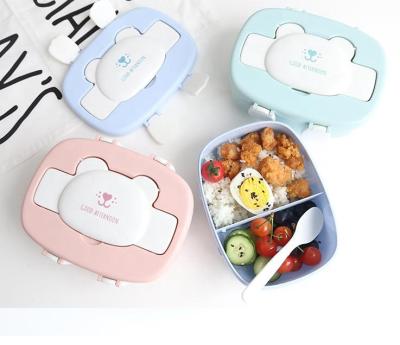 China 2 Compartments Sustainable Insulated BPA Free Plastic Bento Lunch Box For Kids for sale