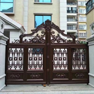 China European-style European style high quality luxury 2 leaf opening coated aluminum electric French iron automatic door for sale