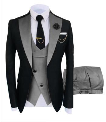 China Breathable Mens Suit And Blazer 3 Pieces Coat Vest Pants Slim Fit Custom Men Wedding Formal Wear Suit for sale