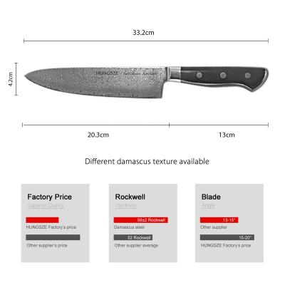 China Viable Professional Chef Knife VG10 Damascus Kitchen Knife Ultra-sharp Steel Blade With Comfortable Handle for sale