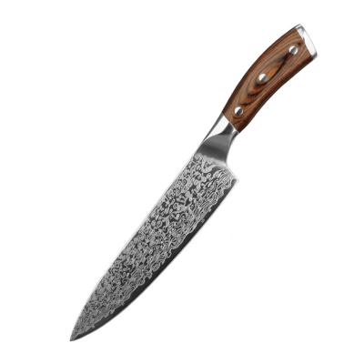 China Sustainable Damascus Stainless Steel Chef Knife With 8inch Package Box Customized Kitchen Knife for sale