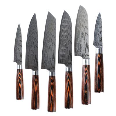 China Sustainable Hot Selling Japanese Chef Knife Set Carbon Steel Kitchen Knife Set for sale