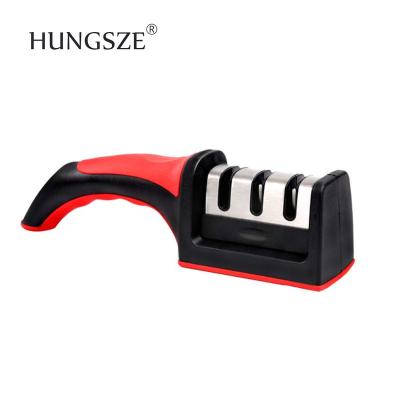 China Sustainable Hot Selling Amazon Kitchen Heavy Duty Knife Sharpener For Knives And Scissors 3 Stage With Plastic Handle for sale