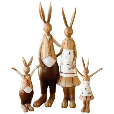 China Retro Artistic American Style Resin Crafts For A Bedroom Ornaments Rabbit Decoration Family Of Four Store Gifts for sale