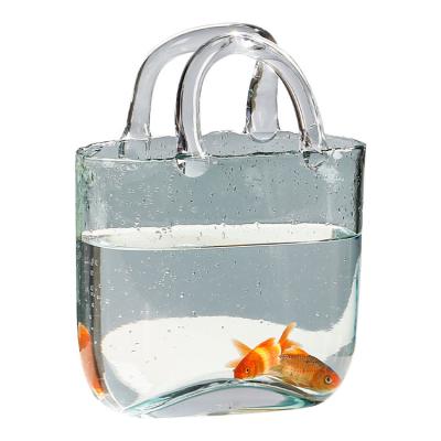 China Nordic Glass Aquarium Hydroponic Home Decoration Living Room Vase Handbag Style Europe Central Institute Of Statistics Office Decoration for sale