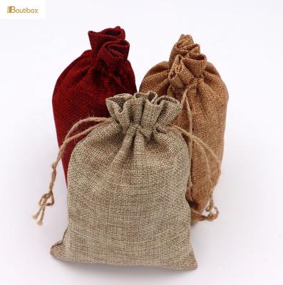 China Recyclable Eco - Friendly Jute Drawstring Bag Pouches For Wheat , Rice And Coffee Beans Packing for sale