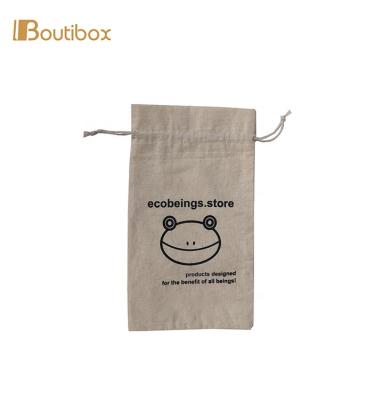 China BB-V23 Natural Jute Gift Bags Jewelry Drawstring Pouch Custom Made Bag With Logo Printed Cotton Rope Twine for sale