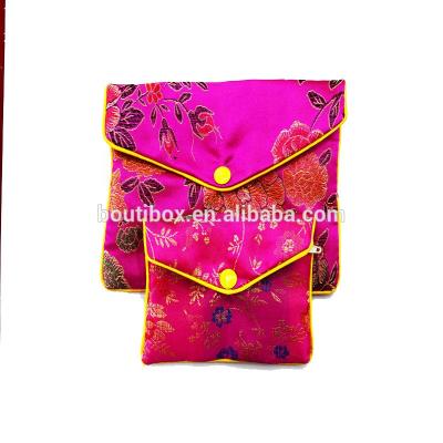 China Coin / Jewel / Small Item Boutibox BB-T1 Yiwu Silk Brocade Women Coin Purse Bag With Button Closure for sale