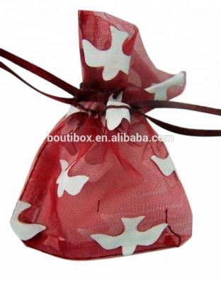 China Boutibox BB-T37 Yiwu Recyclable Red Organza Rosary Gift Bags With Holy Dove Design Drawstring Sealing&handle Pouch for sale