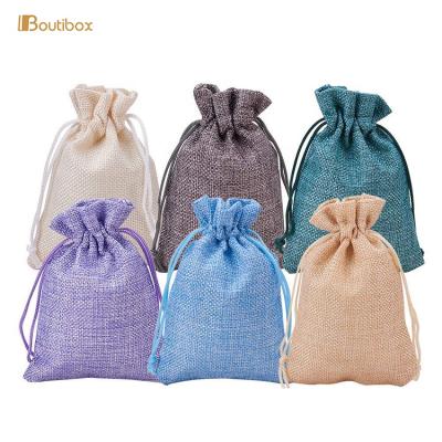 China 6 Color Burlap Gift Bags with Drawstring Gift Bags Jewelry Pouch for Wedding Party and DIY Craft, 4.5 x 3.7 inch for sale