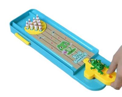 China Eco-Friendly Family Mini PlasticTable Bowling Game Toy Educational Toys Reduce Effort Frog Bowling Desktop Game For Kids for sale