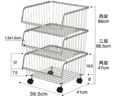 Chine Le support en acier de roulement empilable avec des roues, Metal des étagères de stockage de cuisine d'acier inoxydable à vendre