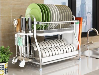 China Dish Drainer Drying Stainless Steel Storage Racks On Wheels With Cutlery Holder And Cup Holder for sale