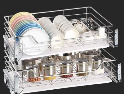 China Space Saver Pull Out Storage Baskets / Silver Pull Out Baskets For Kitchen Cabinets for sale