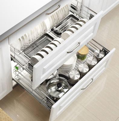 China Mount Inside Cabinet Slide Out Baskets , Metal Wire Kitchen Cabinet Baskets for sale