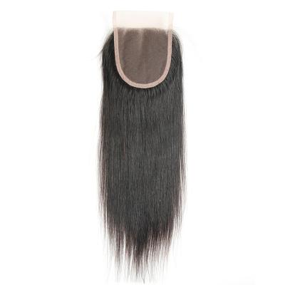 China Wholesale Indian Straight Human Hair Hot Selling 100% Unprocessed Human Hair 4*4 Lace Closure for sale