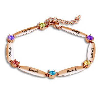 China FASHIONABLE Custom Name Letter Copper Bracelet With Birthstone Best Gifts Women Bracelet for sale