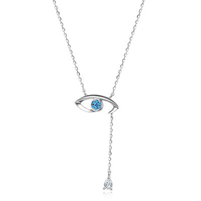 China TRENDY S925 silver plated with 18k gold blue eye necklace jewelry wholesale price bad fashion 2020 for sale