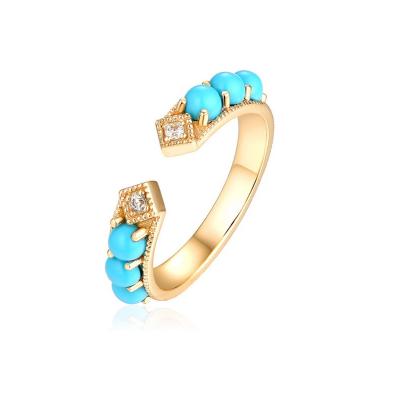 China FASHIONABLE 925 Quality Guarantee Bestselling Two-Part Turquoise Tail Ring Ring Sterling Silver Women Small for sale