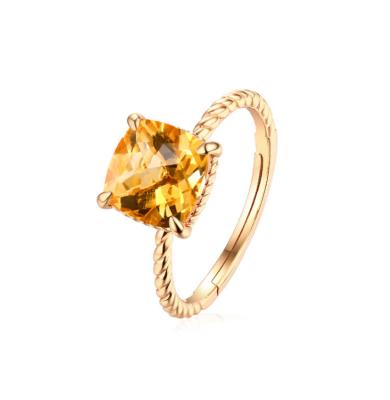 China TRENDY 925 sterling silver ring with real gold plated with citrine ring for women for sale