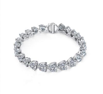 China TRENDY 925 Silver With High Quality Lab Created Diamond Bracelet 7*7mm Diamond Tennis Chain Bracelet for sale