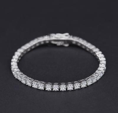 China FASHIONABLE Lab Created Classic Diamond Tennis Bracelet S925 Silver Plated With Gold Women Bracelet for sale