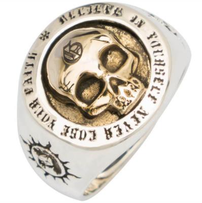 China Retro Style High Quality Silver Punk Skull Men's Ring 925 Mens Punk Jewelry for sale