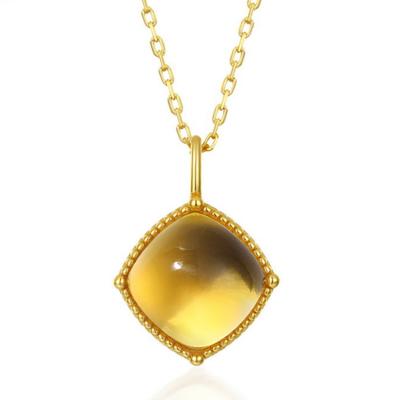 China Fashion 925 Sterling Silver Plated With 9k Gold Pendant Jewelry Fashion Gift For Women With Synthetic Topaz for sale