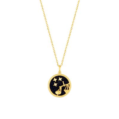 China TRENDY S925 silver plated with 18K gold twelve constellation pendant necklace jewelry gifts for women lady girs wholesale price for sale