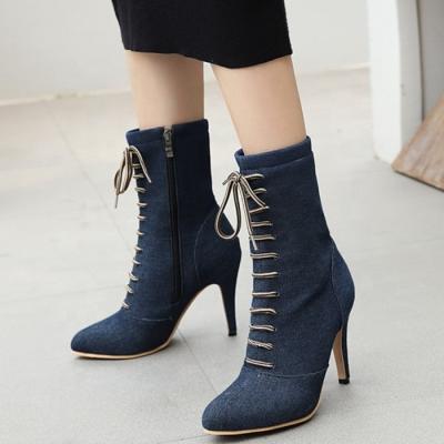 China Height Increasing 2020 New Women Toe Lace Up Short Boots Led Casual Style Ankle Boots Customized Plus Size 50 for sale