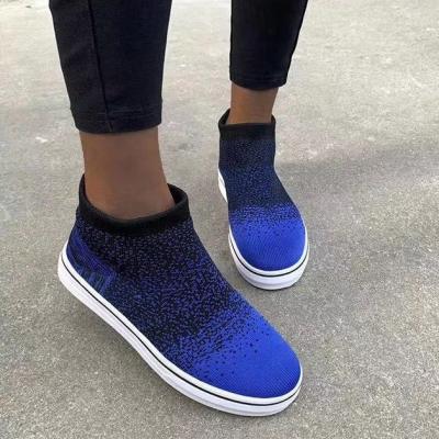 China Fashion Trend Flight Knitting Mesh Sneakers For Women Ladies Casual Breathable Tennis Shoes Sports Running Shoes for sale