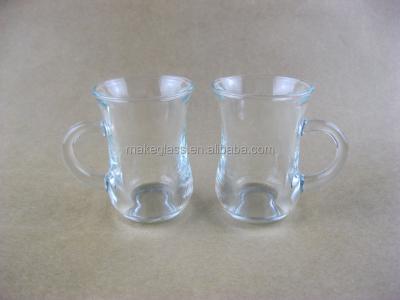 China Mini Sustainable Drinking Glass Mug With Handle, 100ml Mug, Drinking Glass Glassware for sale