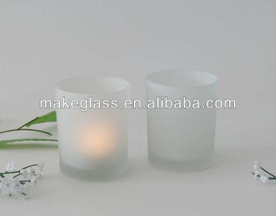 China Glass frosted glass candle holder /glass tumbler/shot glass candle holder for sale